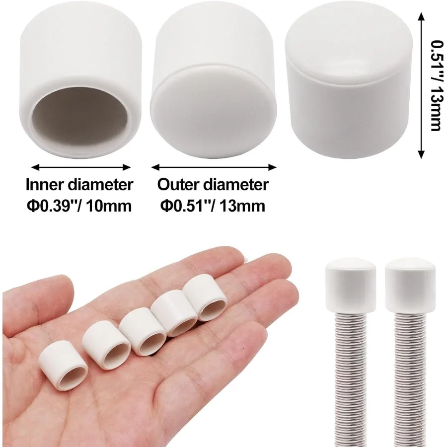 أطراف ممتص الصدمات لإيقاف الباب 0.39 بوصة ID سدادة باب مطاطية مصدات أغطية توقف الباب لحماية الباب والجدار باللون الأبيض 10 قطعة #4