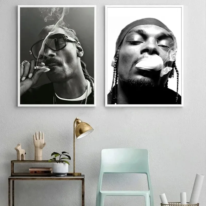 Gangster Rap Music Singer Canvas Painting Snoop Dogg Hip Hop Rapper Black and White Wall Art Print Pictures Home Decor