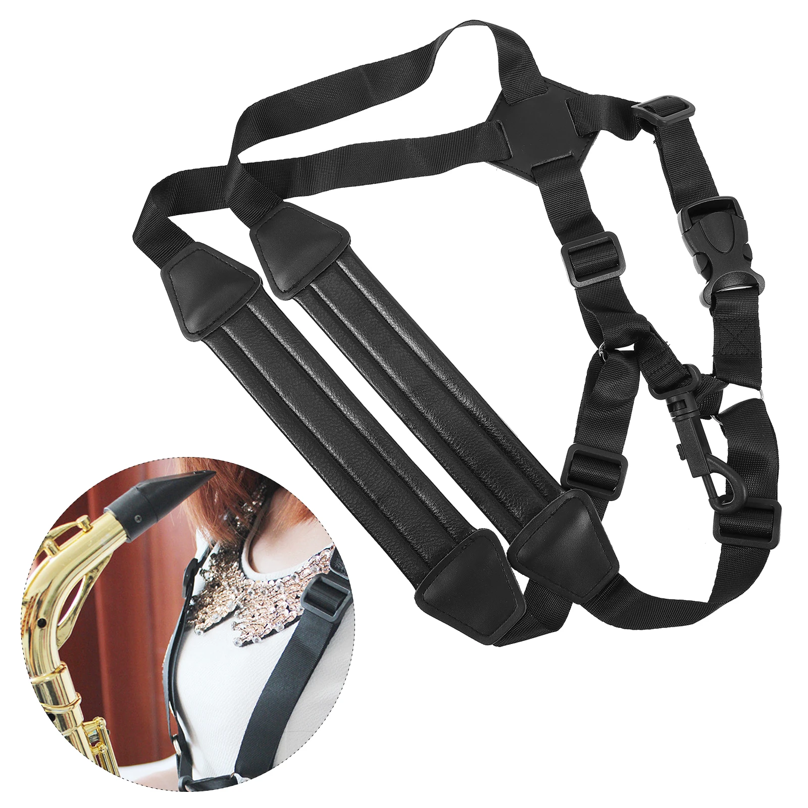 

1pc Universal Saxophone Strap Adjustable Sax Strap Adjustable Tenor Sax Belt Comfortable Durable For 140-165Cm Players Black