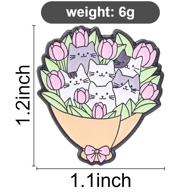 10style Lustige Emaille-Anstecknadeln: Cartoon-Blumenkatze, Molliges Huhn, Capybara, Frosch, Taco, Erdbeere, Pilz – Schmuckgeschenk – Detail 1