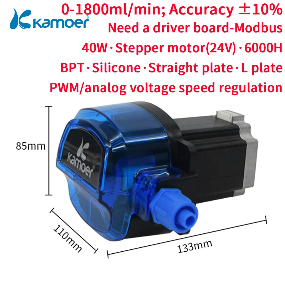 Kamoer Alto Fluxo Peristáltico Bomba de Dosagem Khl Faça Você Mesmo Velocidade Ajustável 24v Stepper Motor 350rpm Laboratório Analítico 1800ml por Min