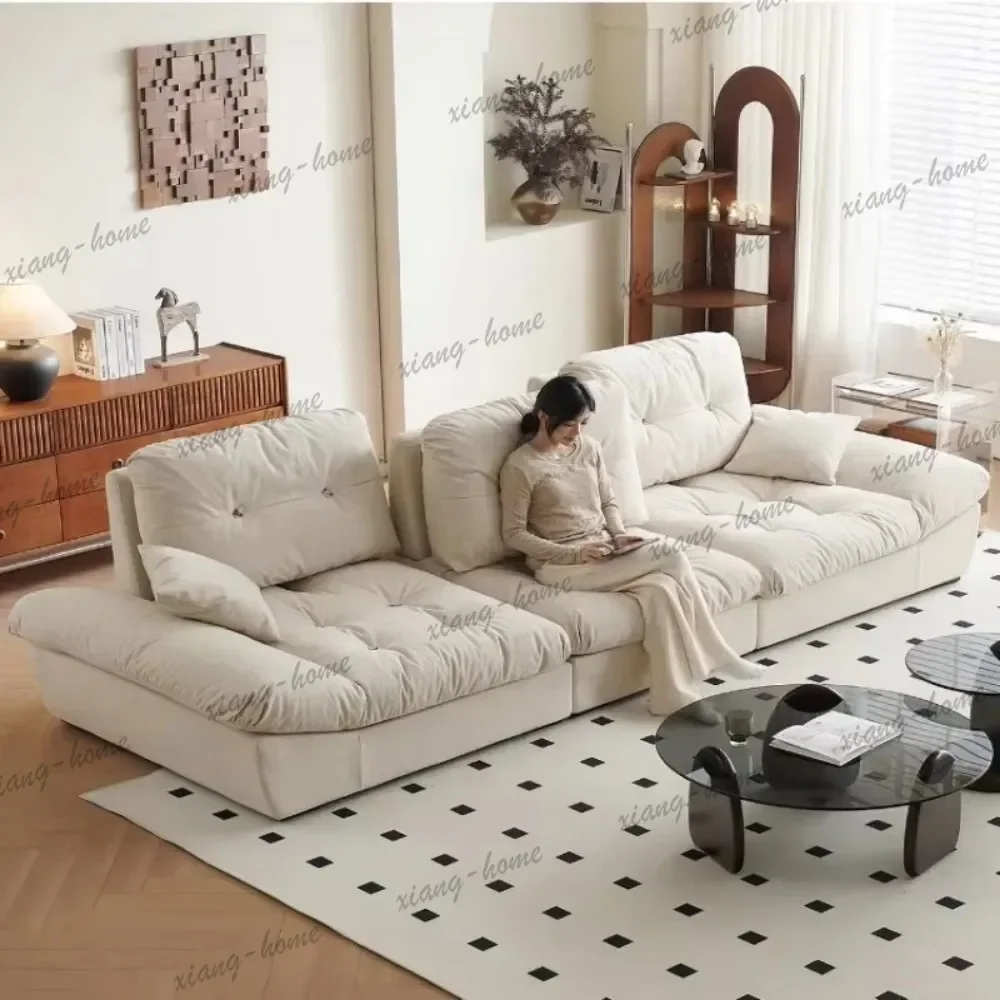 YJ Cloud Fabric Sofa, Down Filled Cushion, Solid Wood Frame, Cat‑scratch Resistant Tech Fabric Sofa for Living Room Home Furnitu
