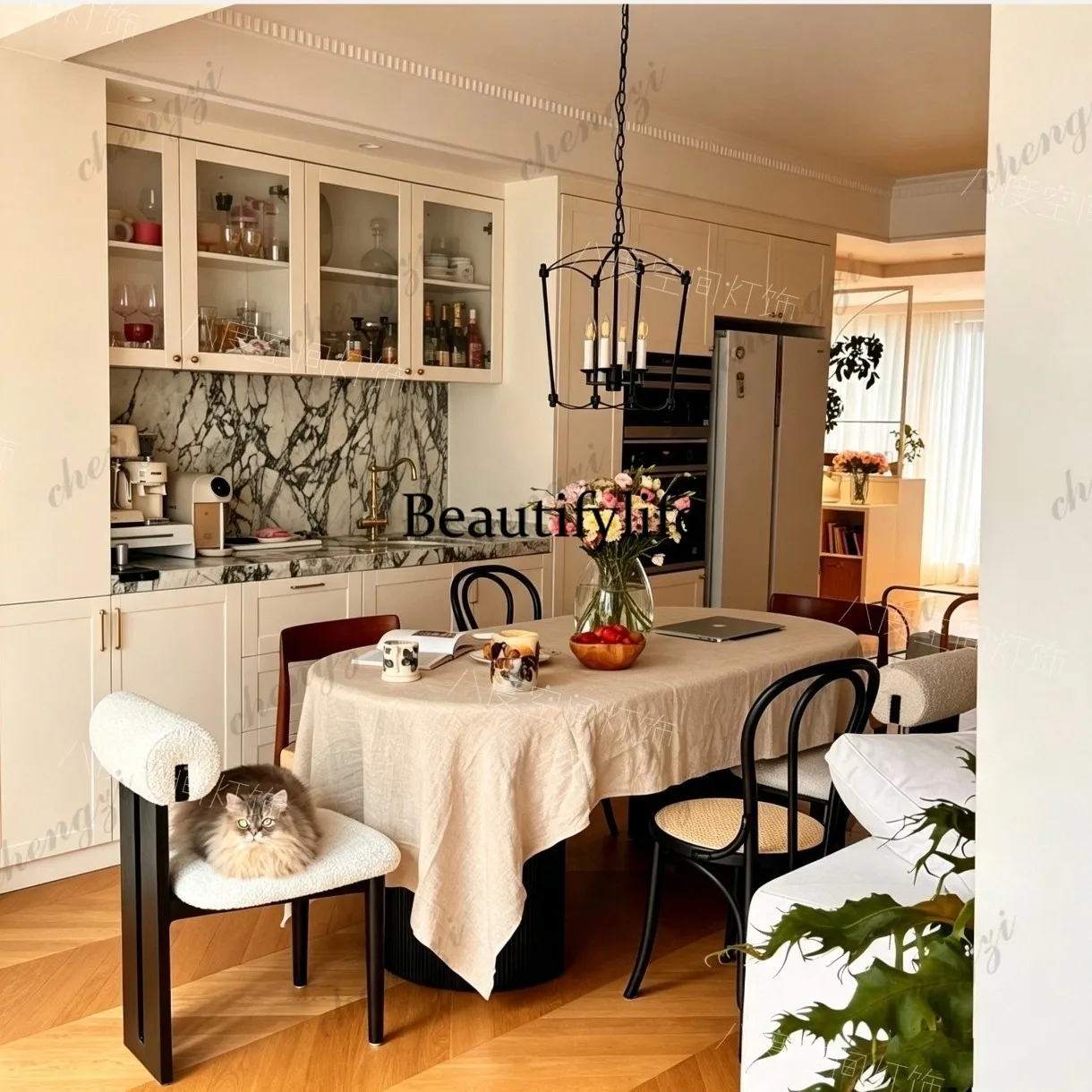 American rural simple birdcage wrought iron chandelier home designer dining room, bedroom main lamp living room lamp