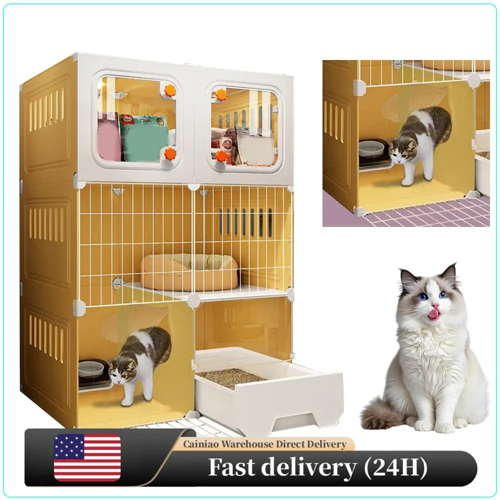 

Интегрированный домик-гамак для кошек, вольер для кошек, комнатный домик для кошек (желтый)