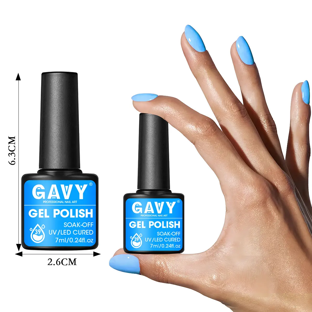 GAVY 8PCS Nail Gel Set, in blue color, UV/LED curing, perfect for nail salon on fingertips, ideal gift for festivals