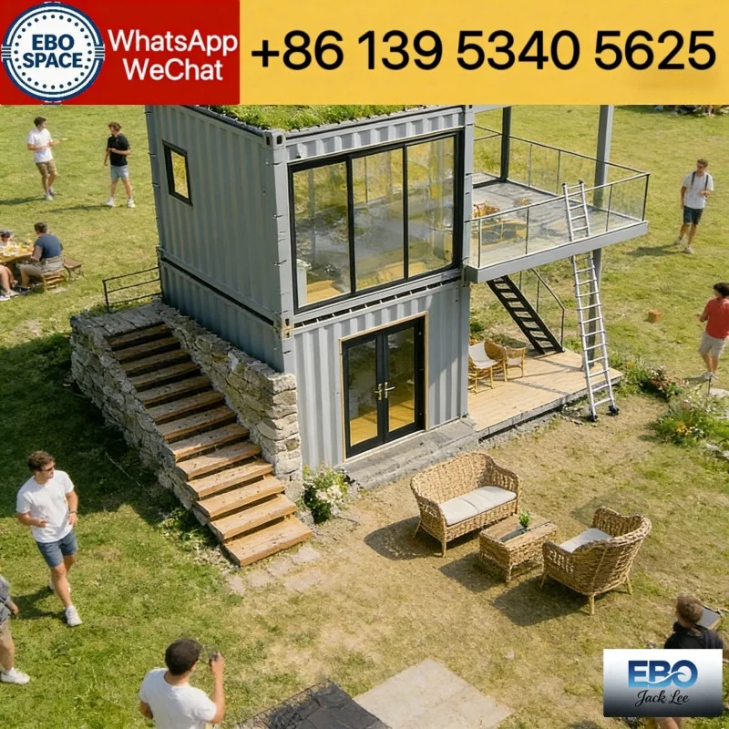 Advanced living 40ft modular foldable prefab container house outdoor villa cabin waterproof expandable layout includes kitchen
