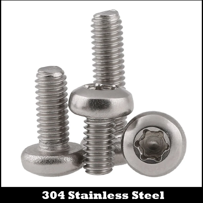 M2 M2.5 M3 M4 M5 3mm 4mm 5mm 6mm to 40mm 304 Stainless Steel DIN7985TX Torx Six Lobe Round Pan Head Machine Security Screw
