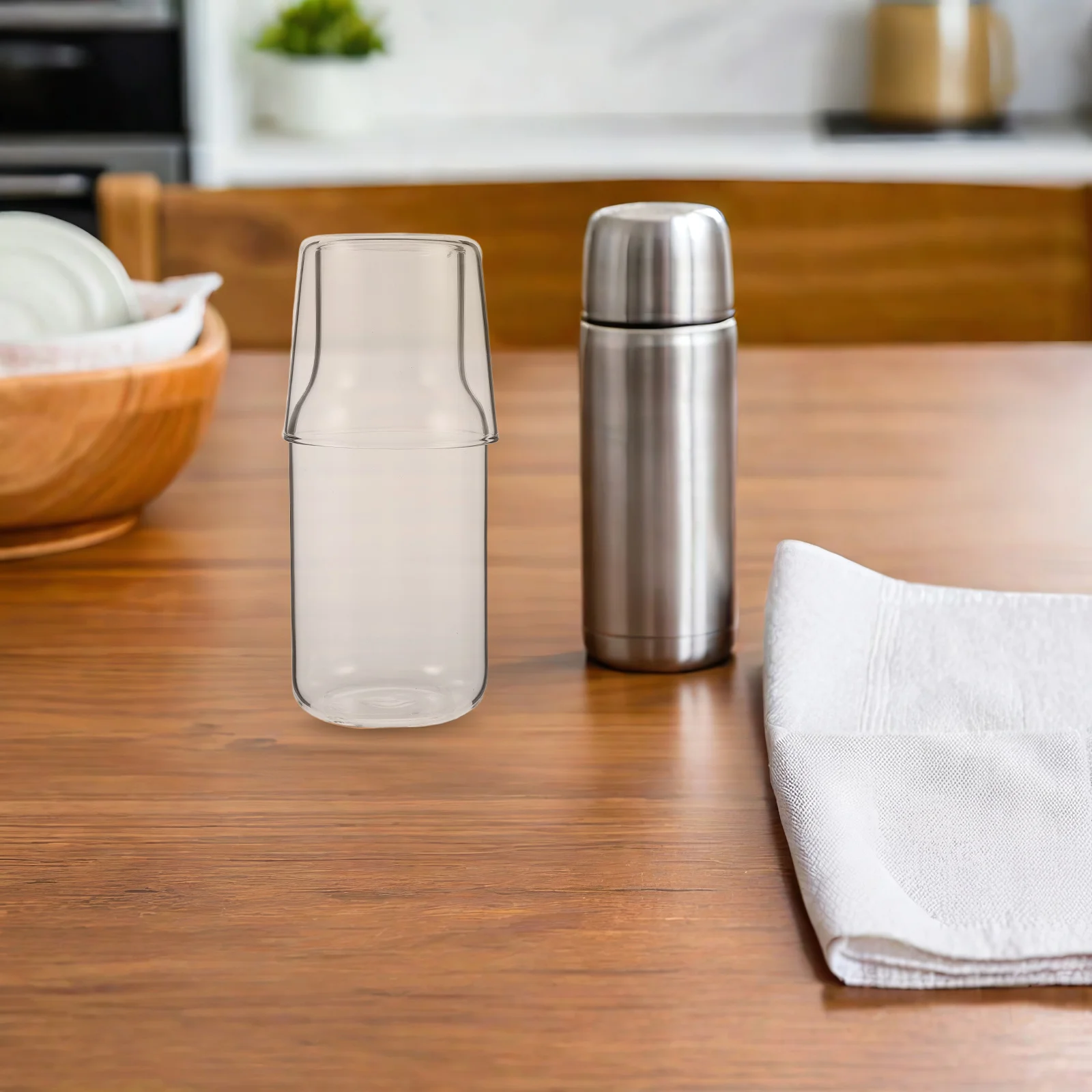 

2Set High Borosilicate Cold Drink Pitcher Glass Bedside Carafe Tumbler Set Night Water Dispenser Transparent Easy Clean
