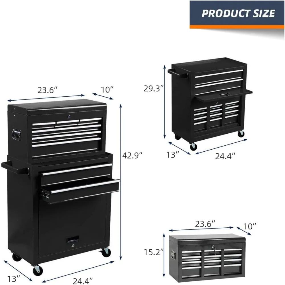 Portable Rolling Toolbox for Ultimate Storage and Organization with Heavy-Duty Wheels and Durable Construction