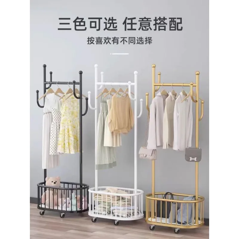 Clothes hanger floor bedroom coat rack household luxury indoor room hanging clothes bedside clothes artifact at night.