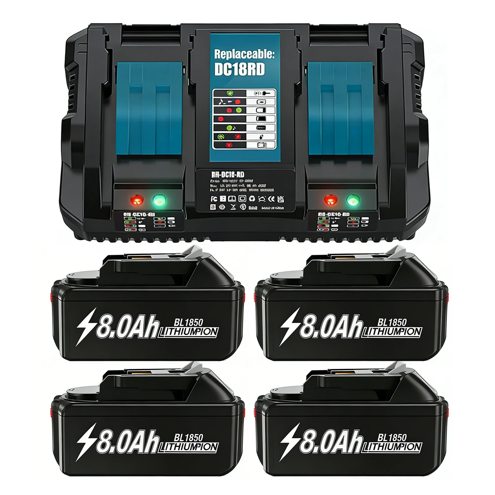 

For Makita BL1830 Battery Rechargeable 8000mAh 18V BL1830 BL1815 BL1860 BL1840 Tool Replacement Battery With 4A 6A Charger