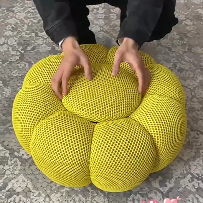 

Nordic Sofa Pedal Simple Round Stool Low Ottomans Living Room Sofa Footstool 3D Fabric Creative Leg Footstool Pumpkin Footstools