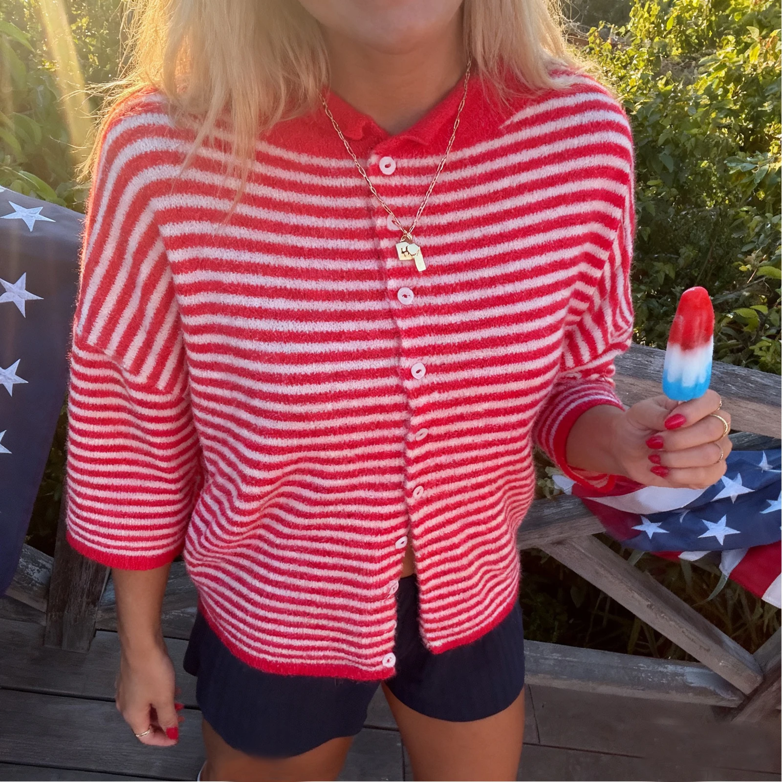 y2k Maglioni lavorati a maglia aperti sul davanti con girocollo estetico vintage per donna Top cardigan casual con bottoni a maniche corte a righe estive