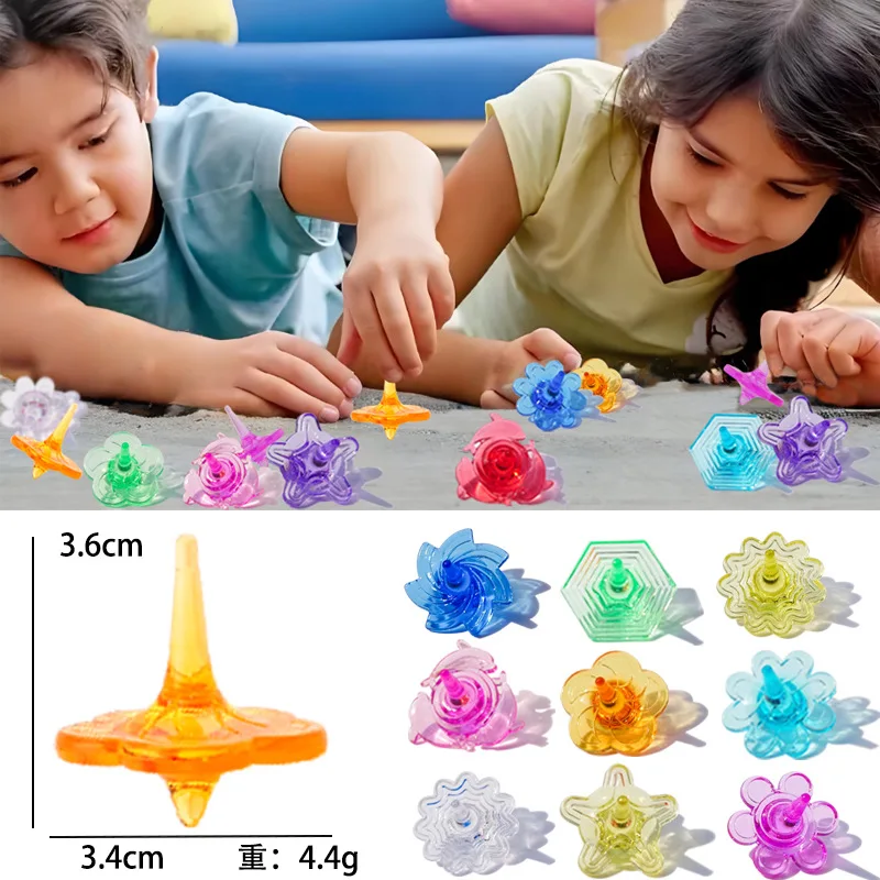 20Pcs Colorful Transparent Fingertip Gyro Toys Mini Plastic Flowers Dolphin Spinning Gyro Cool Stress Relief Kids Toys Gifts