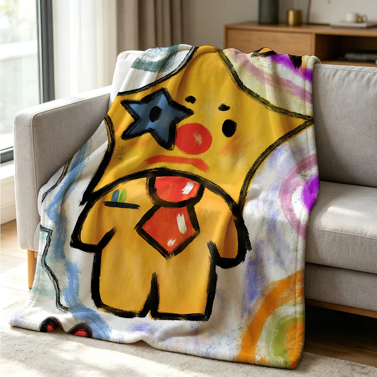 Star Sketch Flannel Blanket Warm Soft Halloween Christmas Couch Warm Cozy Decorative Decor Gift for All Season