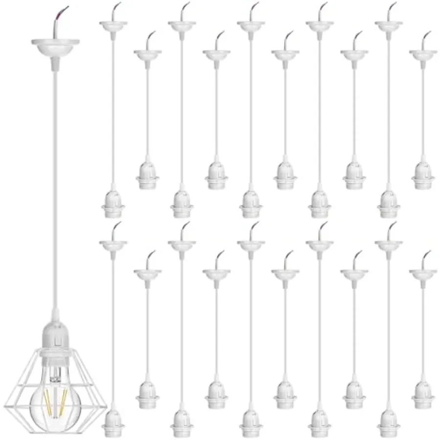 

20 Pcs Hanging Pendant Light Cord Kit Bulk Set E27 Base 4Feet Adjustable Hanging Heavy Duty Industrial Edison Lamp Swag Light K