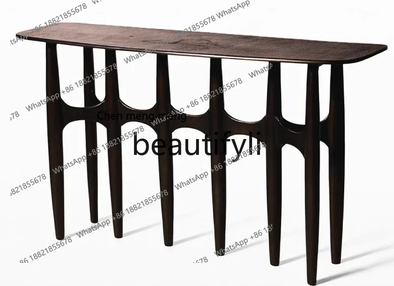 Nordic oak black open lacquer porch table Italian minimalist creative light luxury designer dining table