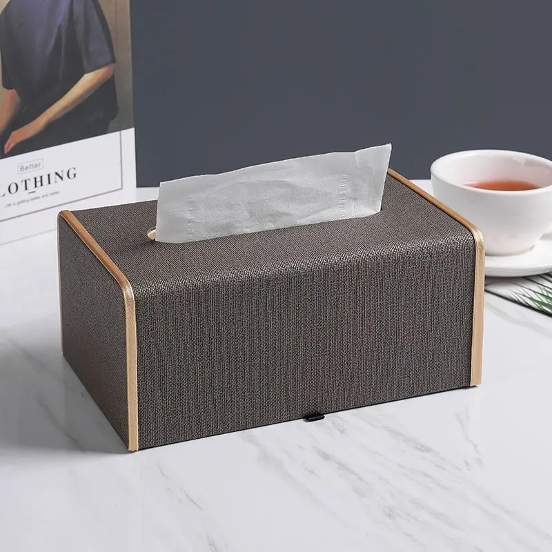 Tissue Box, Living Room, Modern And Minimalist Style Dining Table Remote Control Storage Box, Leather Mesh Red Drawing Paper Box