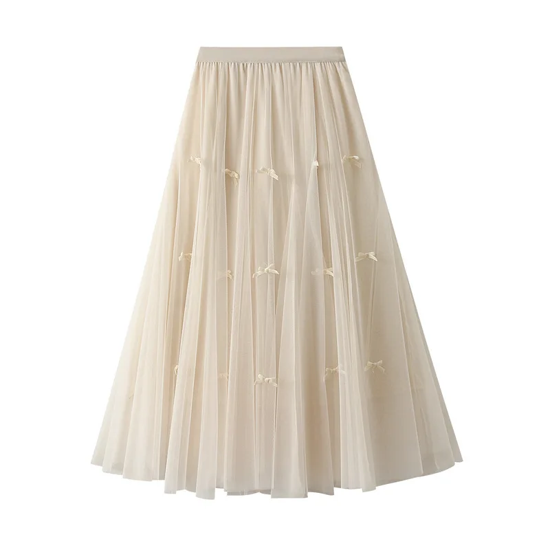 

Women Skirt White Solid A-line Summer Simple Elegant Female French Style Fashion Vintage Long Skirt Oversized Women Skirt 0883