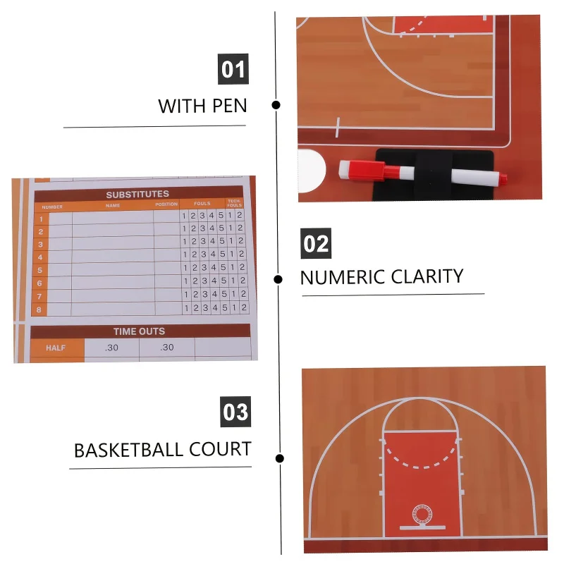 Тактическая доска баскетбольного тренера, оснащена стираемыми инструментами идеально подходит для использования в баскетбольных играх.