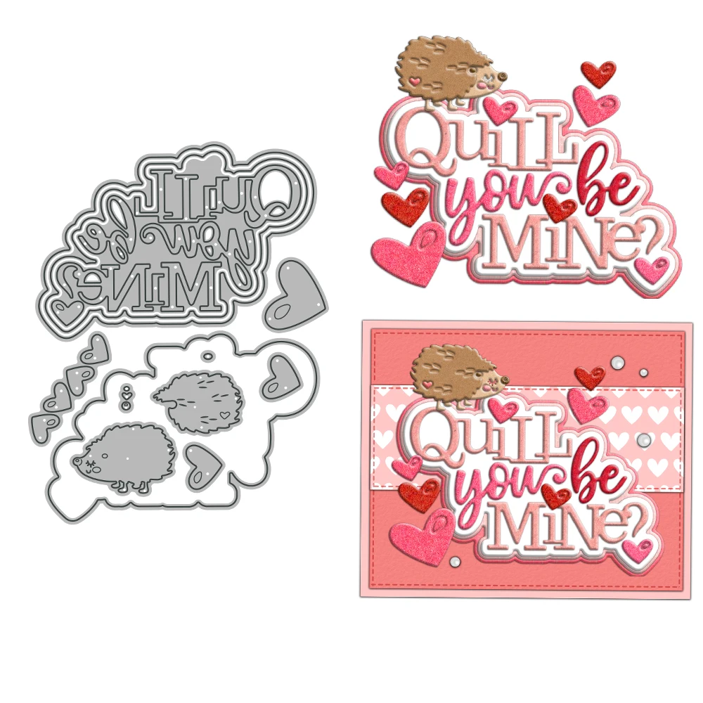 MangoCraft Quill You Be Mine troqueles de corte Día de San Valentín DIY suministros para álbumes de recortes troqueles de Metal molde de cuchillo para tarjetas álbumes Decoración