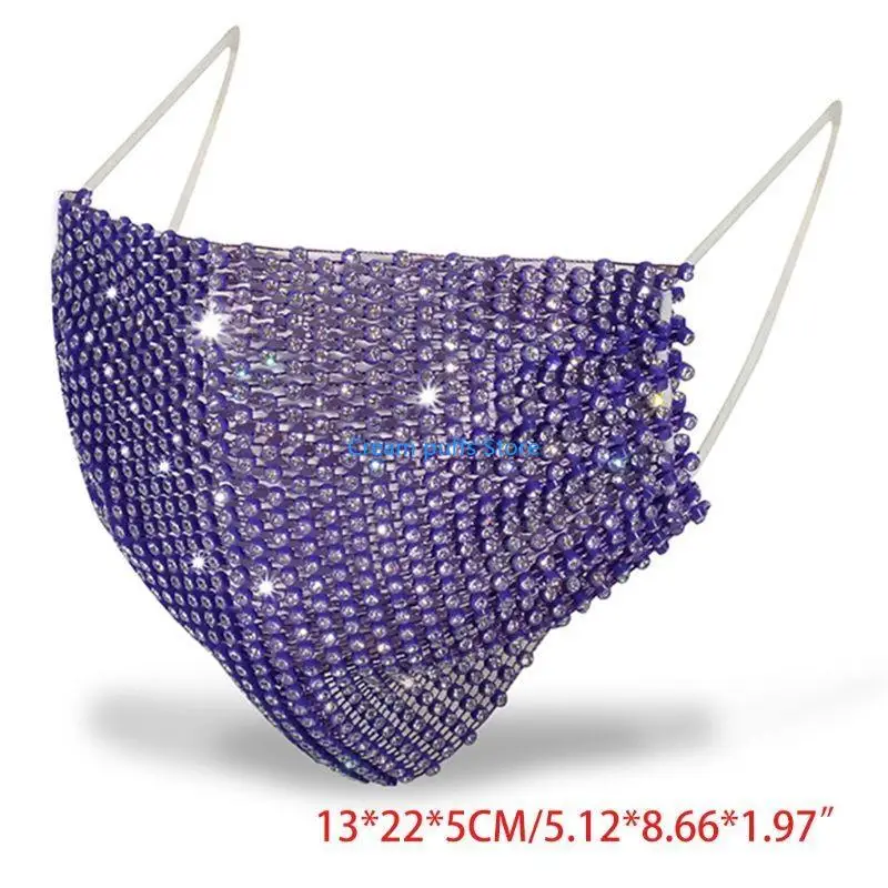 50le Strasssteine ​​Mesh Maske Kristall glitzernde Maskerade Gesichtsabdeckung Verstellbares Earlo