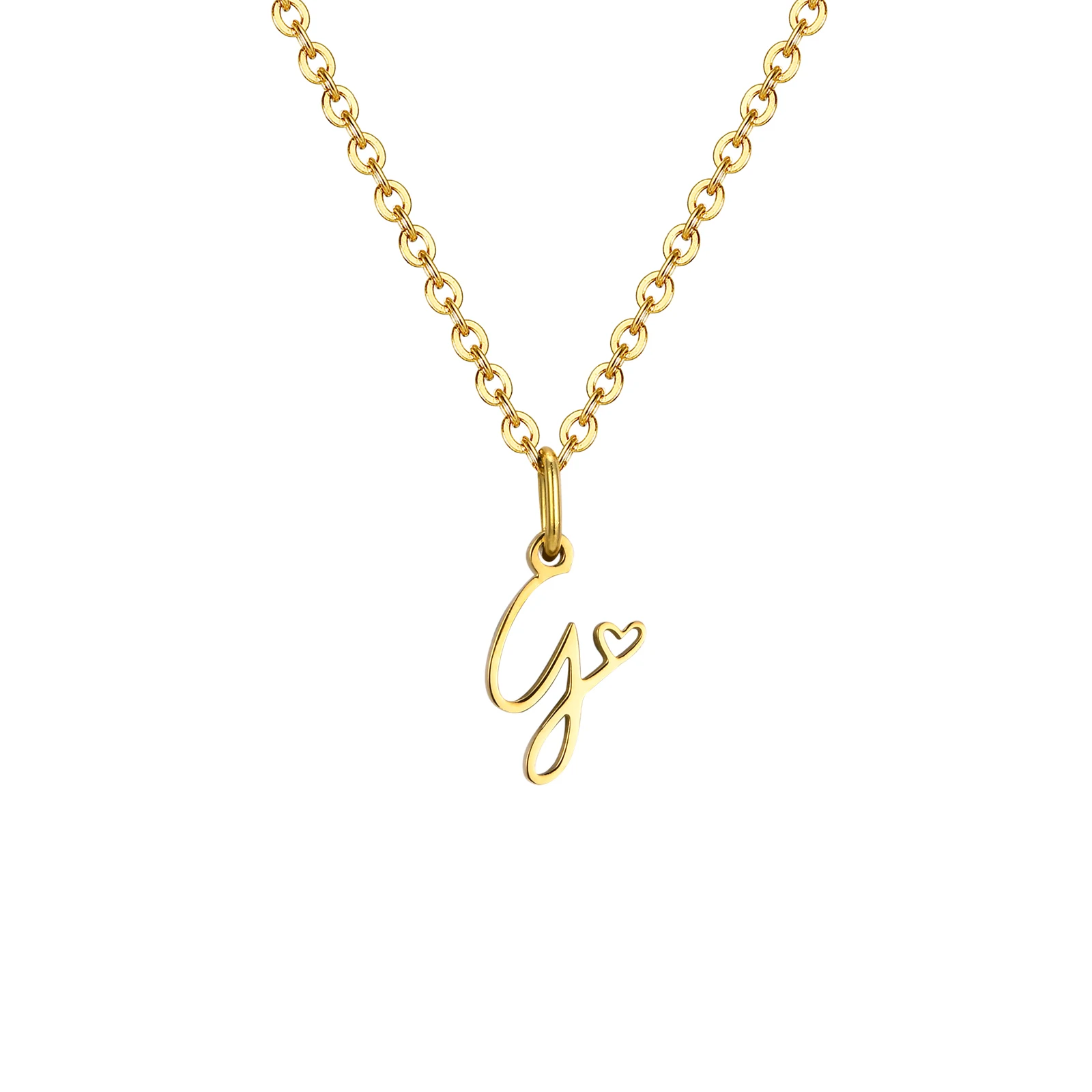 Zierliche Herz-Initial-Halskette für Damen, vergoldeter A-Z-Buchstaben-Anhänger, wasserdichter Edelstahl-Monogramm-Schmuck, personalisierbar.