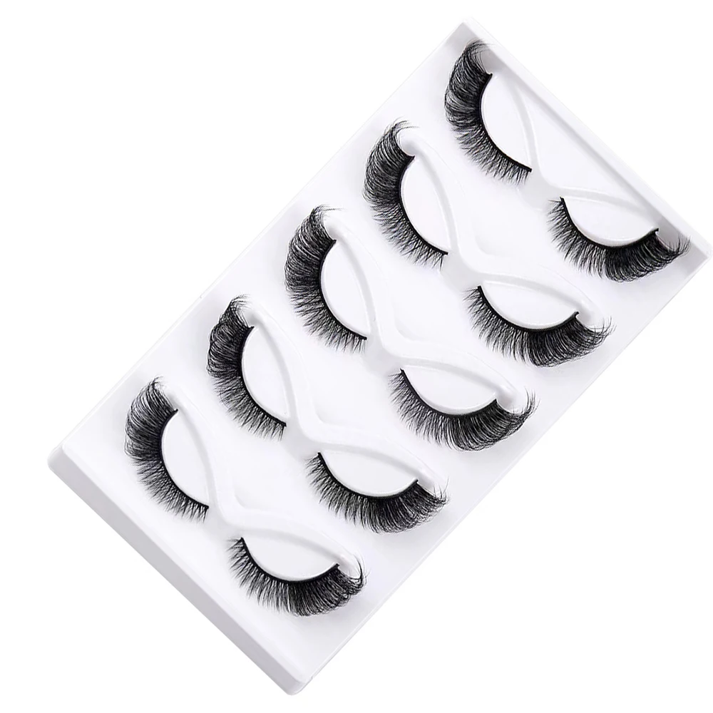 5 pairs of popular fox eye fake eyelashes, naturally thick eyelashes, simulated cat eye eyelashes