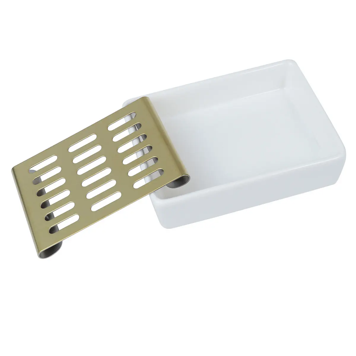 

1 шт. Двухслойная мыльница из нержавеющей стали и керамики с дренажем для ванной, кухни, душа, ванны, столешницы