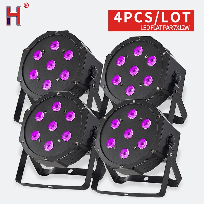 

7*12W RGBW LED DMX Stage Light Lyre Par Light With DMX512 Master Slave Flat DJ Equipments For Party Disco Wedding Nightclub