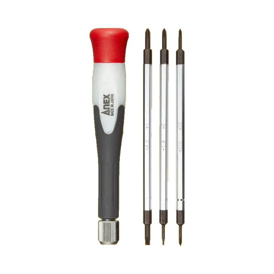 ANEX 5pcs Precision Screwdriver Set Screwdriver Handle with Double-Headed Replaceable Screwdriver Bits and Storage Bag No.3600 view 4