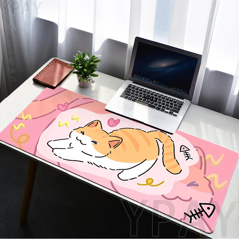 

Cat Mouse Pads Pink Gaming Mousepads Cute Large Mousepad 900x400mm Gamer Rubber Mat Company Desk Pad For Gift Kawaii