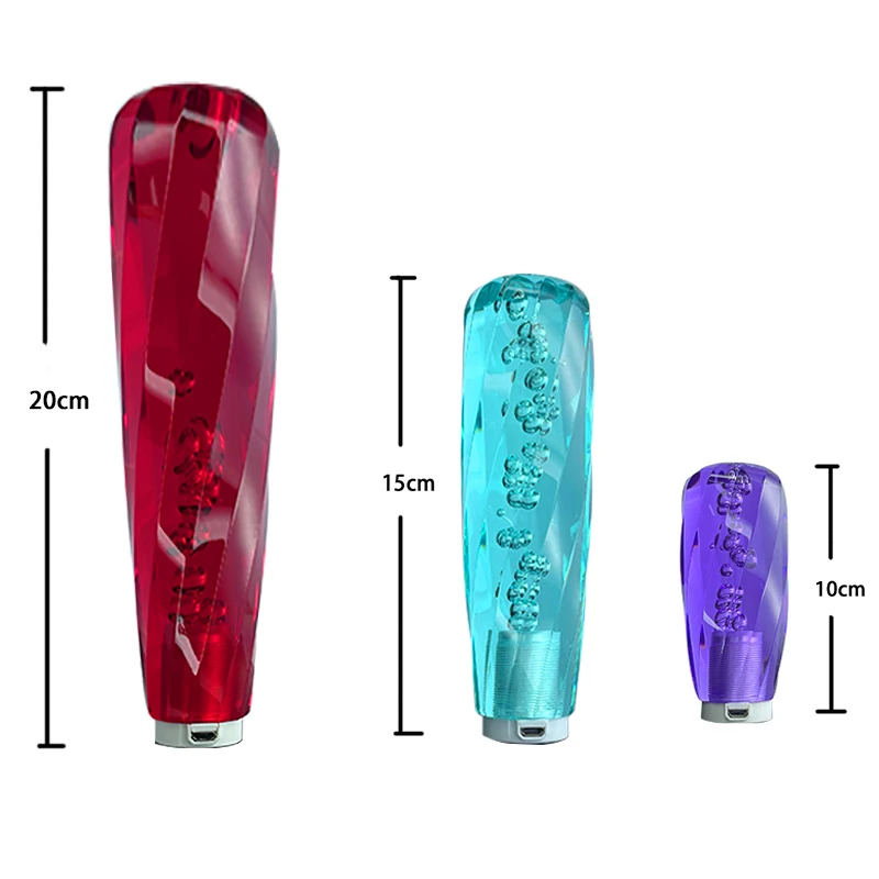 3D spiral surface manufacturer acrylic crystal car gear lever twist pattern gear head LED light emitting car Gear Shift Knob