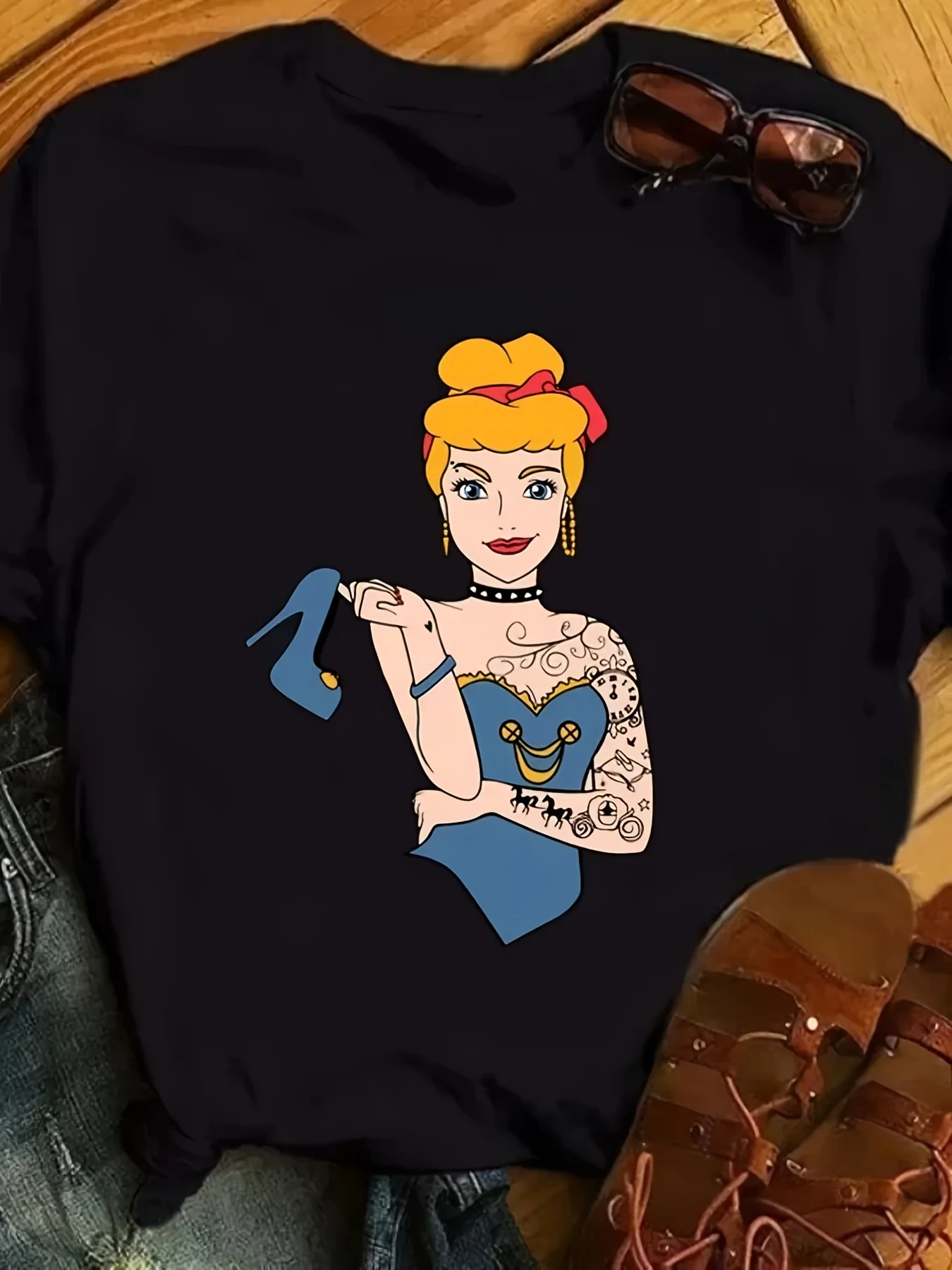 

Punk Princess Graphic Printing Summer Autumn Winter Cotton Men's and Women's T-shirts Short Sleeves Luxury Outdoor Sports Brand