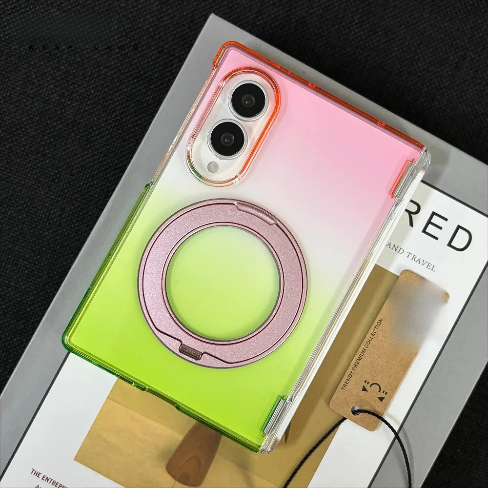 For Samsung Galaxy Z Fold 8 Wide / galaxy z fold 8 Case Gradient Clear Rotating Magnetic Bracket Anti-fall Protect Cover Funda