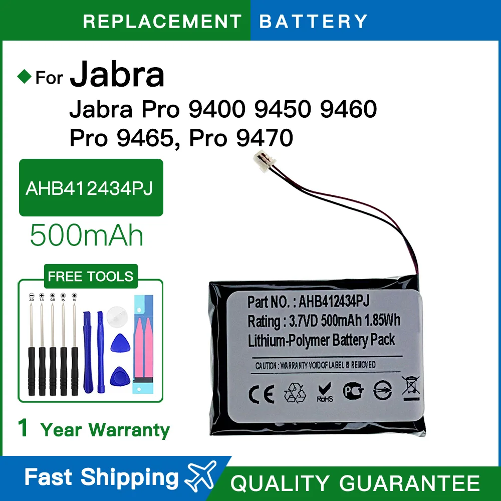 Genuine Battery 230mAh AHB412434PJ For Jabra Pro 9460 9465 9470 9450 9400 9400SH Wireless Headset Battery + free tools