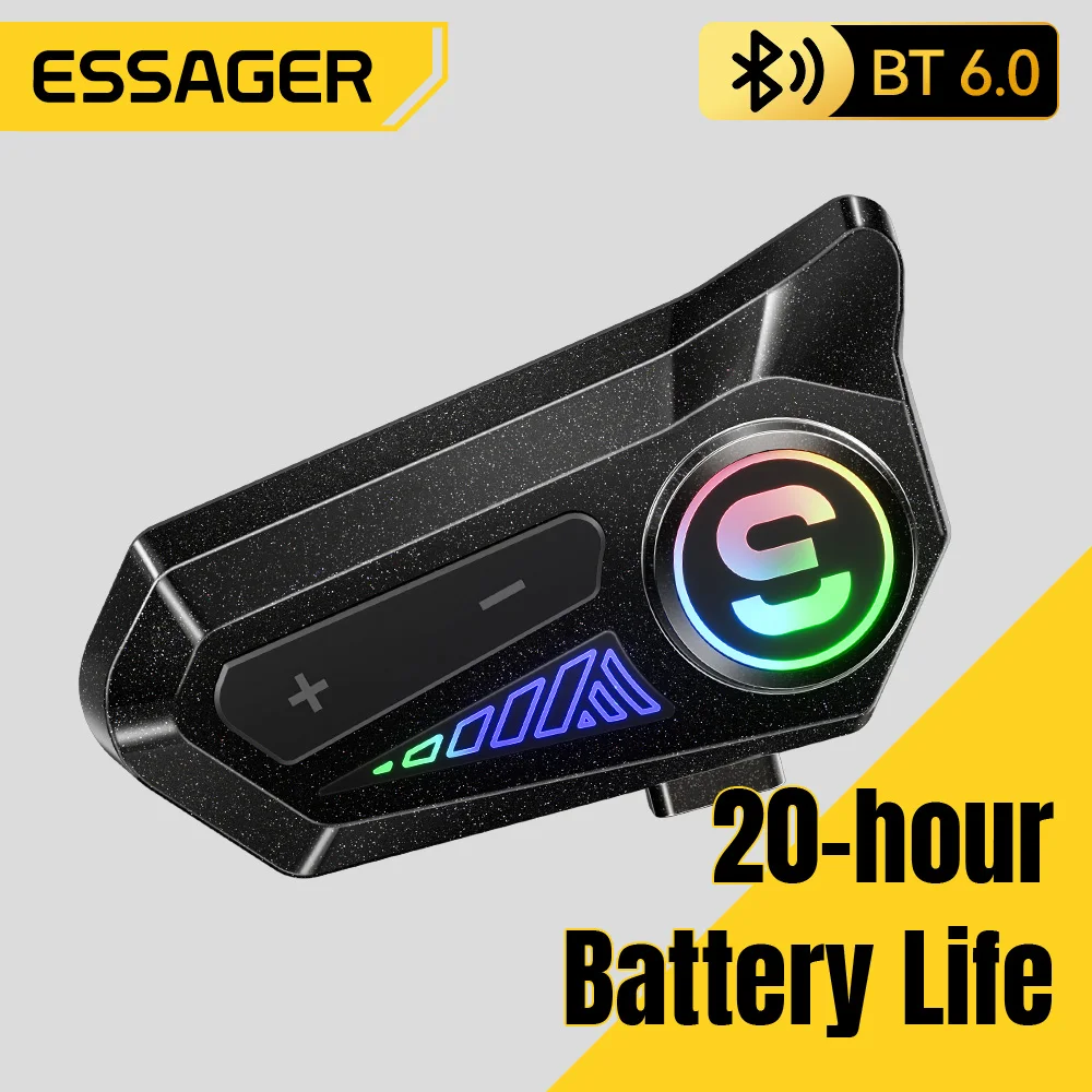 Essager Motorcycle Bluetooth 6.0 Helmet Headset Wireless Speaker Noise Cancelling Mic IPX5 Waterproof for Riding GPS Music Calls