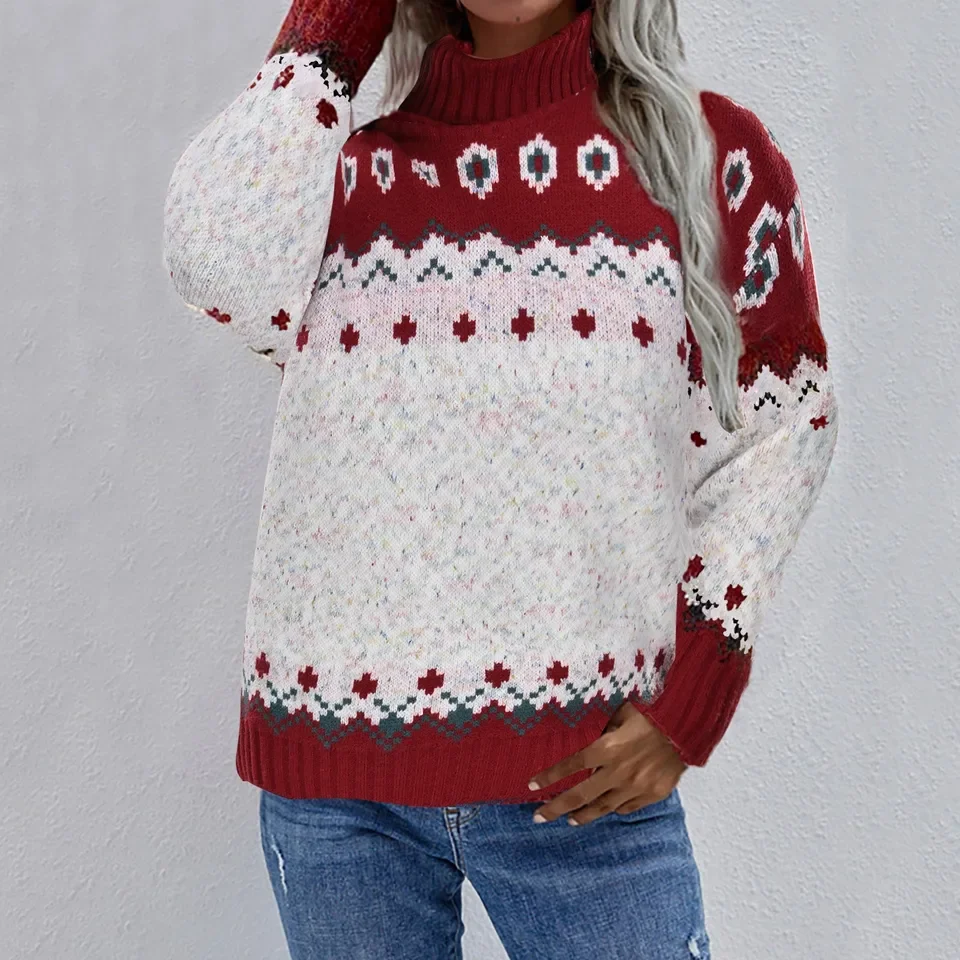 

Trendy Soft Cotton Women'S Pullover Sweater Womens Sweater Long Sleeved Sweater Jacquard Knit Thick Sweater Roupas Feminina