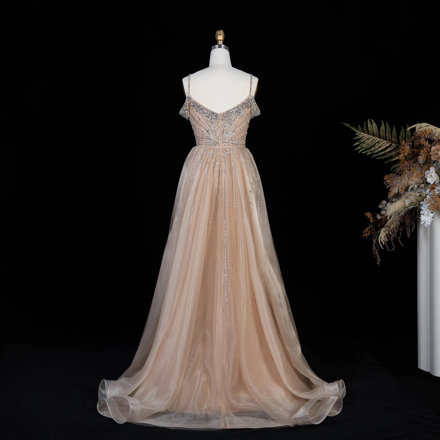 Sharon Said Abendkleid Luxuriöses Meerjungfrauenkleid aus Tüll mit Schulterfreiem Design und Spaghetti-Trägern Dubai Formelles Partykleid mit Überrock SS008 Maßanfertigung – Detail 12
