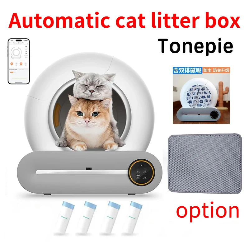 

2024 New Tonepie Cat Litter Box App Control 65L Large Space for Multiple Cats Toilet Litter Tray Ionic Deodorizer Arenero Gato