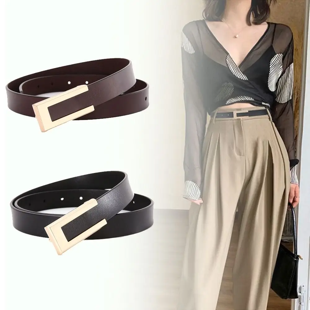 

Vntage Versatile Leather Belt Luxury Design Women Trendy Waistband Trouser Dress Belts