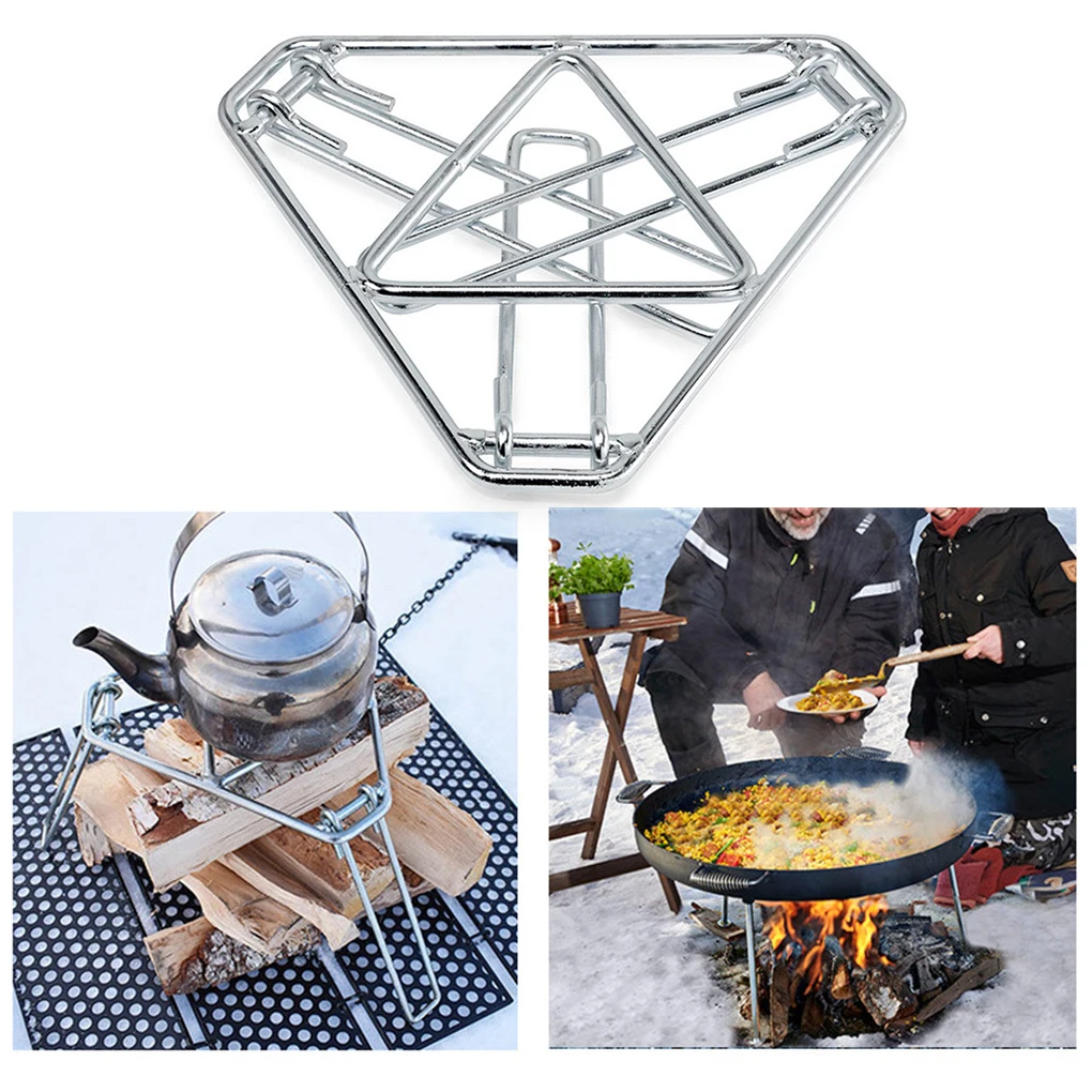 Stainless Steel Campfire Rack Grill Grate Camping Hiking Backpacking Pan Tripod Stand Camper Cooking Kitchen Equipment