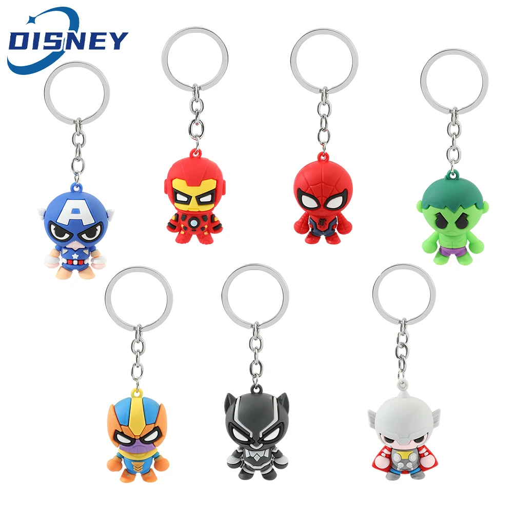 Marvel Superhero Doll Pendant Keychain Black Panther Thor Iron Man Backpack Key Holder Accessories for Cosplay Spiderman Keyring