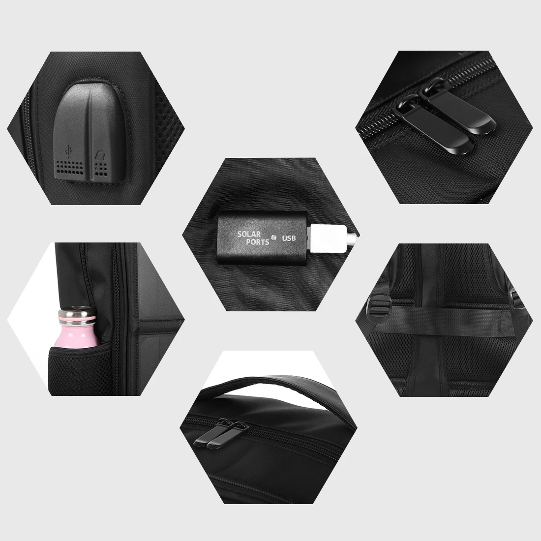 Haweel SOLAR แผงกระเป๋าเป้สะพายหลังความสะดวกสบายชาร์จแล็ปท็อปกระเป๋าสำหรับเดินทาง 14W เครื่องชาร์จพลังงานแสงอาทิตย์ W/H Handle และ Dual พอร์ตชาร์จ USB