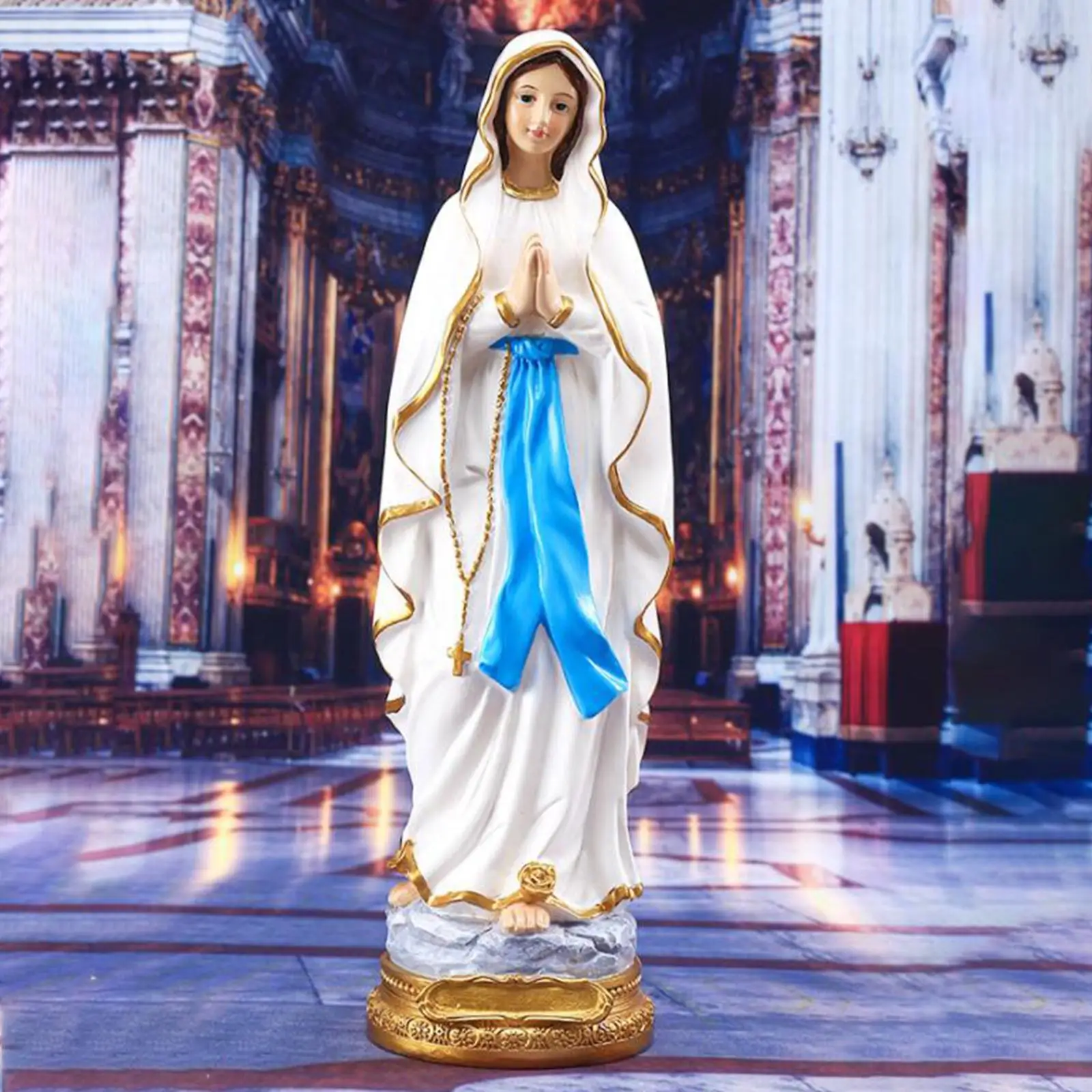 Handmade Praying Madonna Virgin Mary Statue Palms Together Virgin Mary Blessed Art Crafts Catholic for Tabletop Decor Ornaments