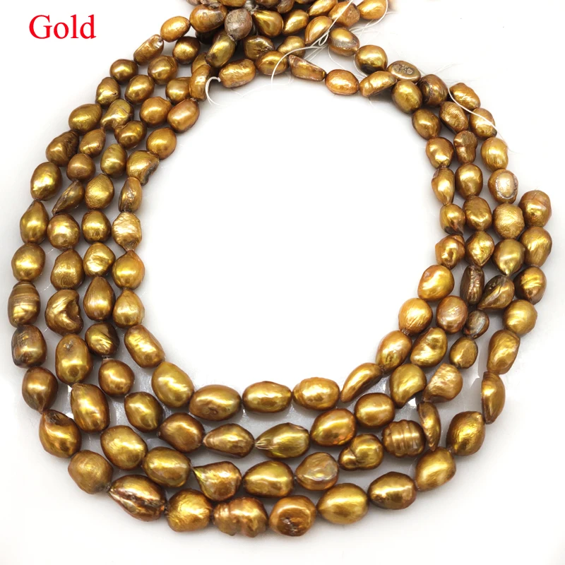 16 inches 10-15mm Gold Natural Baroque Nugget Raindrop Pearls Loose Strand