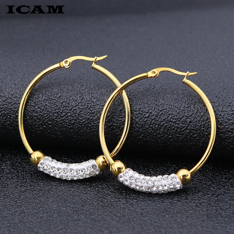 ICAM Classic Design Gold Color AAA CZ Wedding Hoop Earrings for Women Fashion jewelry Design Gift Accessories