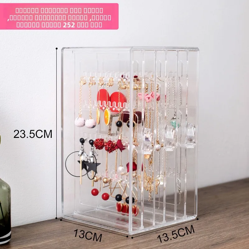 

Large Capaci Earring Storage Box Transparent Display Stand for Women Jewelry Organizer Nelace Holder Elevated