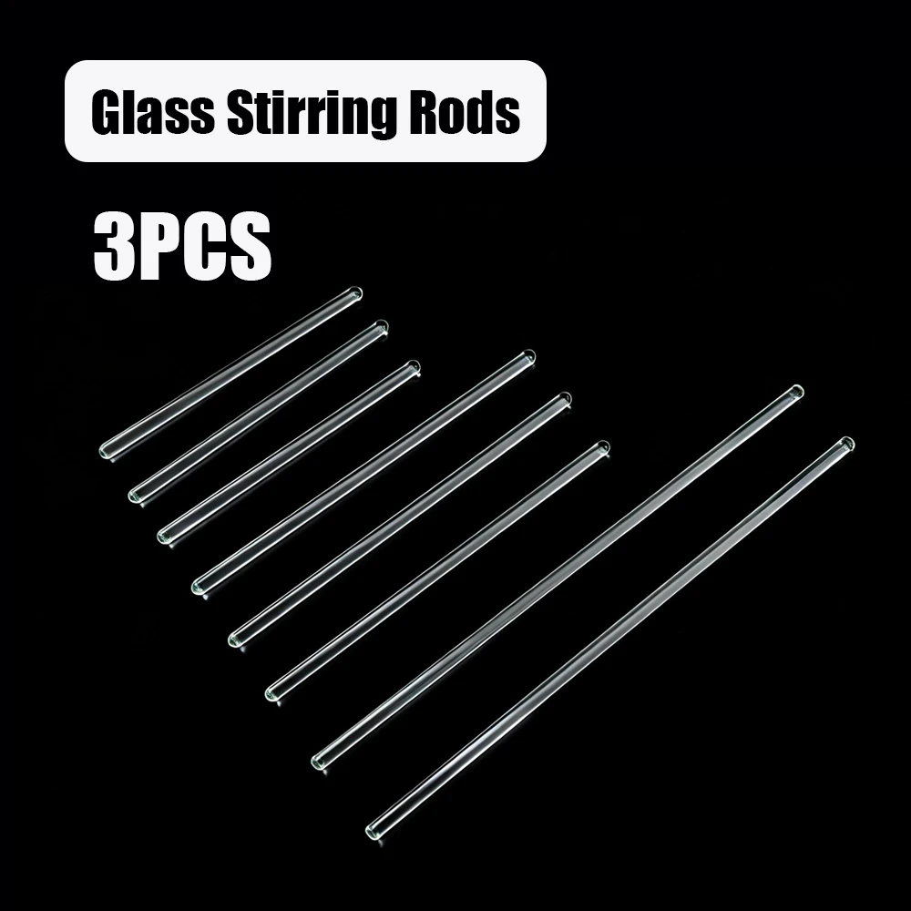 3PCS Lab Glass Stirring Rods Borosilicate Stirrer 4/5/6/7/8/