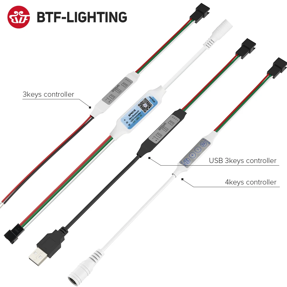 Mini WS2812B WS2811 Controller for Pixel LED Strip Light USB 3 4 Key WS2812 LED Light Strip SP621E Music Bluetooth APP DC5V-24V